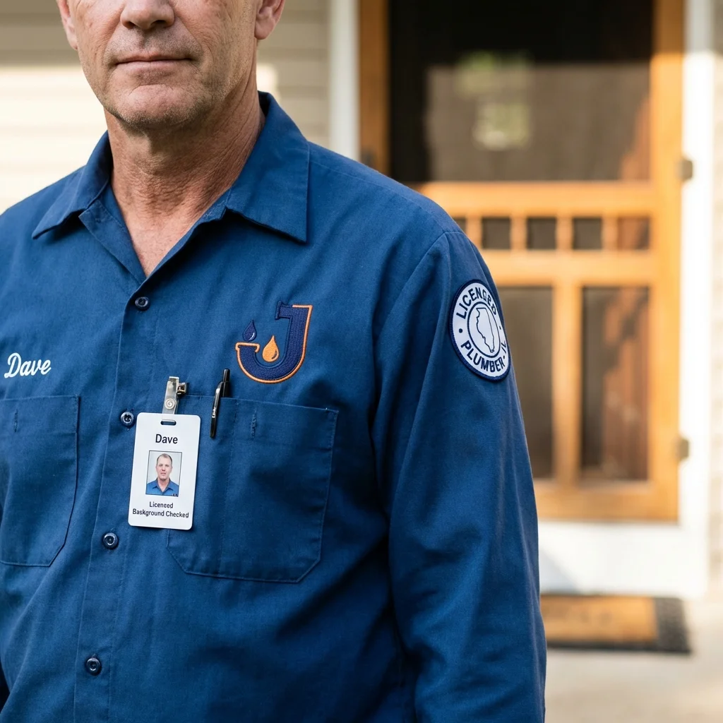 Licensed plumber showing ID badge in Bamberg, SC