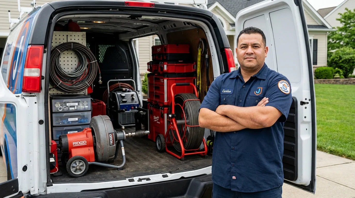 Professional drain cleaning equipment and Johns Plumbing LLC plumber in Bamberg