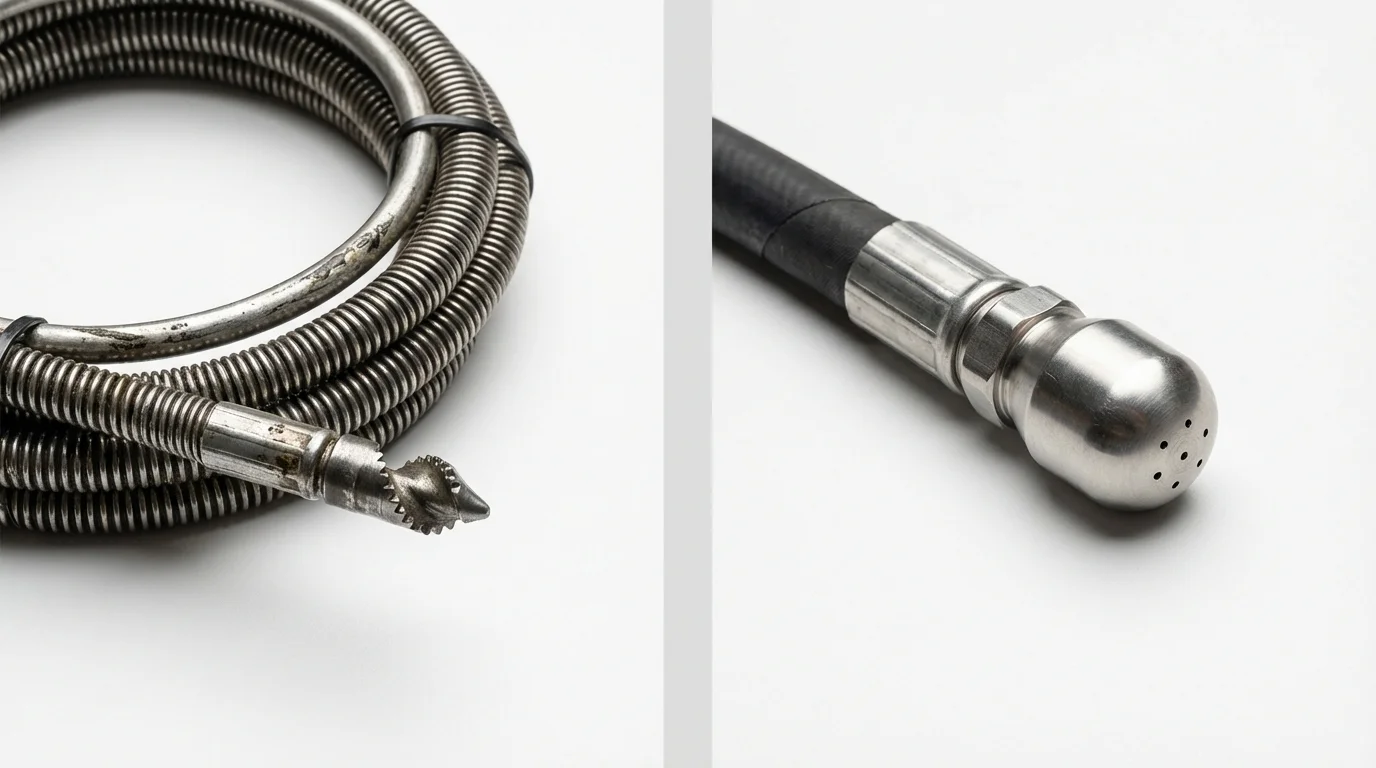 Drain snake cable and hydro jetting nozzle used for drain cleaning in Bamberg, SC