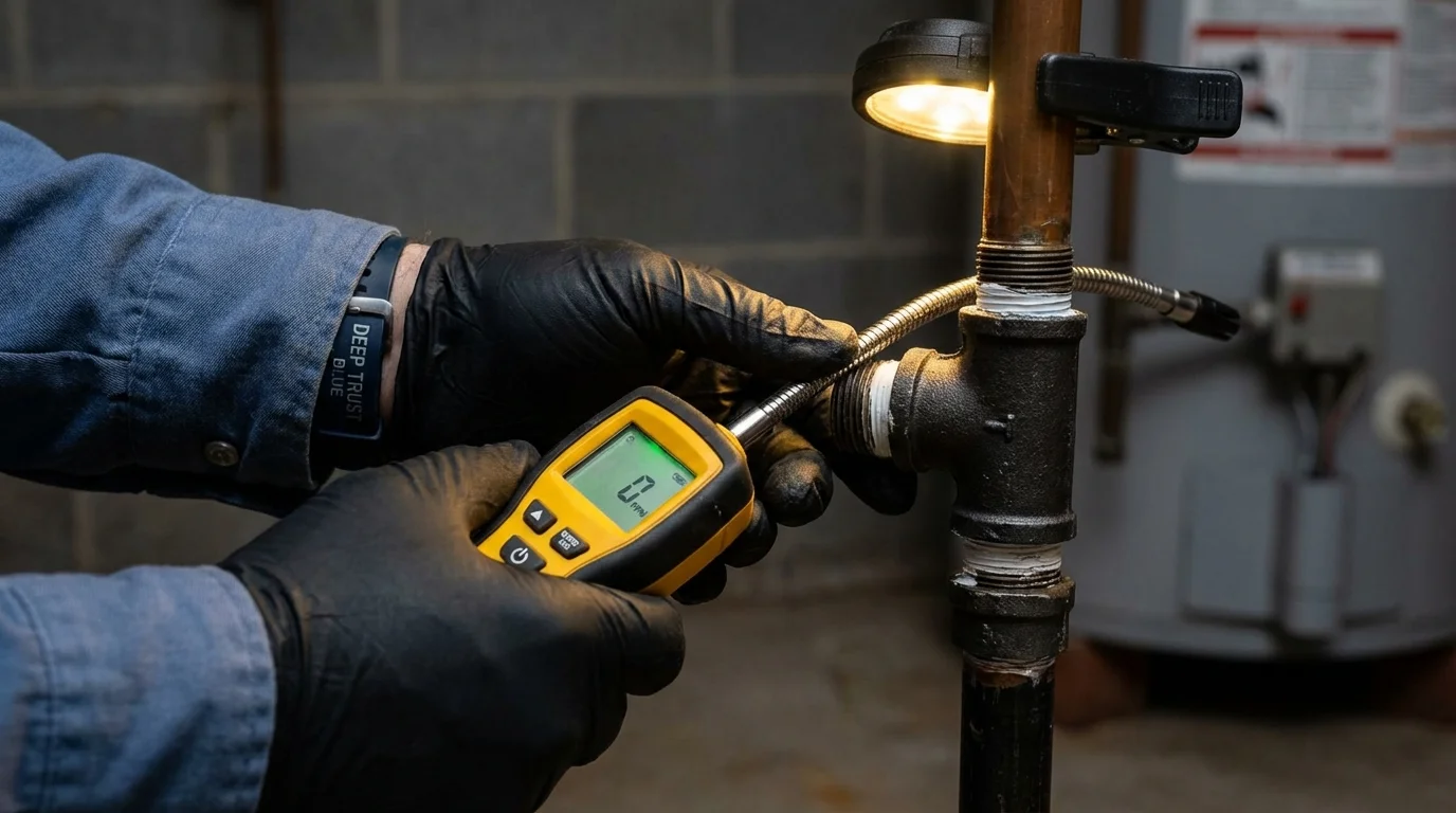 Gas leak detection with electronic sniffer by Johns Plumbing LLC in Bamberg