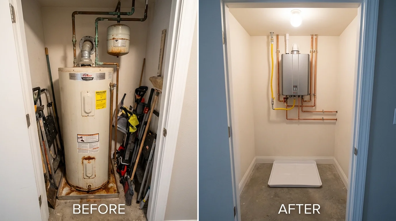 Tank water heater versus wall-mounted tankless unit comparison for Bamberg, SC homeowners