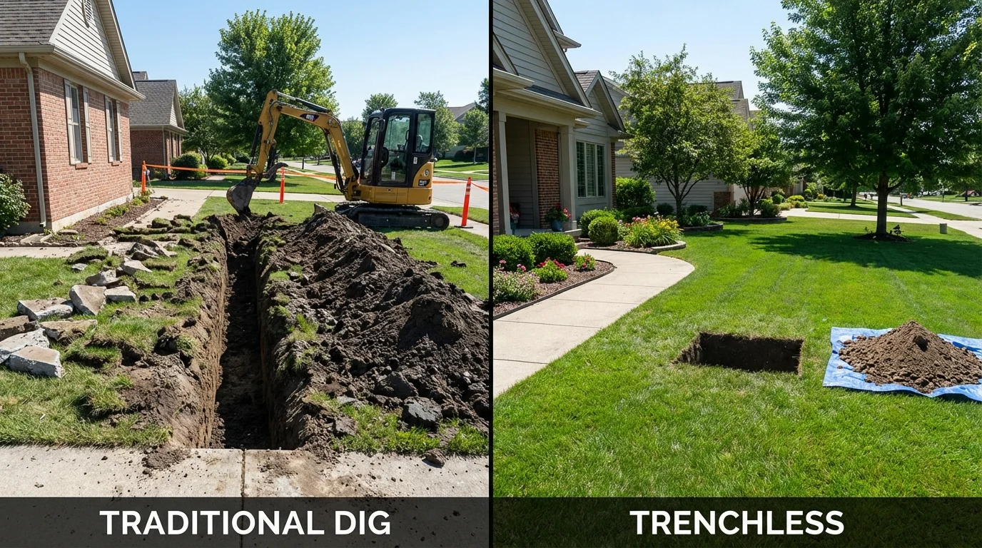 Trenchless sewer repair with minimal yard damage versus traditional excavation in Bamberg, SC